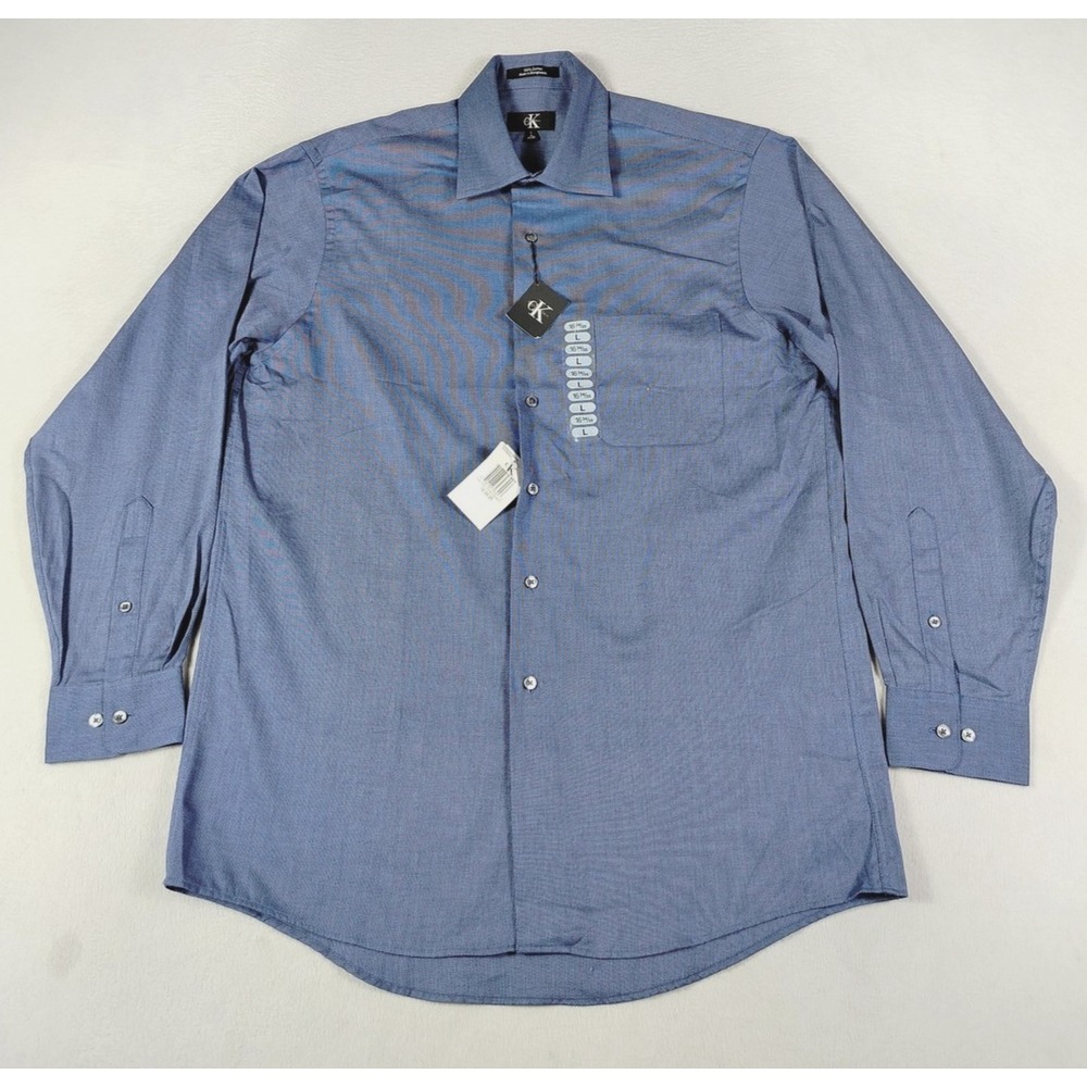 Calvin Klein Dress Shirt Mens‎ 16 34/35 Blue Long Sleeve Spread Collar Office